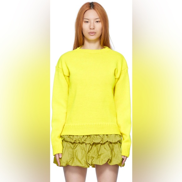 🆕 Molly Goddard Ayla Jumper Lambswool Knit Sweater Neon Yellow XS Retail $580 - Picture 2 of 16